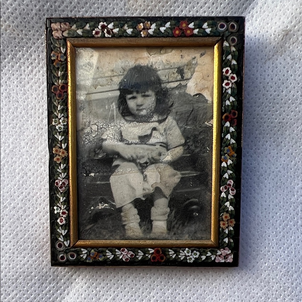 Vintage miniature micro mosaic millefiori picture frame made in italy